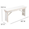 Flash Furniture HERCULES Series 40" x 12" Antique Rustic White Solid Pine Folding Farm Bench, Model# XA-B-40X12-WH-GG
