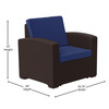 Flash Furniture Seneca Brown Faux Rattan Chair w/ All-Weather Navy Cushion, Model# DAD-SF1-1-BNNV-GG