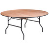 Flash Furniture Furman 5.5-Foot Round Wood Folding Banquet Table w/ Clear Coated Finished Top, Model# YT-WRFT66-TBL-GG