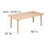 Flash Furniture Wren 24"W x 48"L Rectangular Natural Plastic Height Adjustable Activity Table, Model# YU-YCX-001-2-RECT-TBL-NAT-GG