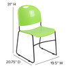Flash Furniture HERCULES Series 880 lb. Capacity Green Ultra-Compact Stack Chair w/ Black Powder Coated Frame, Model# RUT-188-GN-GG