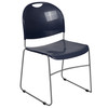 Flash Furniture HERCULES Series 880 lb. Capacity Navy Ultra-Compact Stack Chair w/ Silver Powder Coated Frame, Model# RUT-188-NY-GG