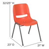 Flash Furniture HERCULES Series 880 lb. Capacity Orange Ergonomic Shell Stack Chair w/ Gray Frame, Model# RUT-EO1-OR-GG