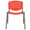 Flash Furniture HERCULES Series 880 lb. Capacity Orange Plastic Stack Chair w/ Titanium Gray Powder Coated Frame, Model# RUT-F01A-OR-GG