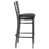 Flash Furniture HERCULES Series Clear Coated ''X'' Back Metal Restaurant Barstool Black Vinyl Seat, Model# XU-6F8B-CLR-BAR-BLKV-GG