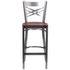 Flash Furniture HERCULES Series Clear Coated ''X'' Back Metal Restaurant Barstool Cherry Wood Seat, Model# XU-6F8B-CLR-BAR-CHYW-GG