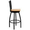 Flash Furniture HERCULES Series Black ''X'' Back Swivel Metal Barstool Natural Wood Seat, Model# XU-6F8B-XSWVL-NATW-GG