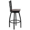 Flash Furniture HERCULES Series Black ''X'' Back Swivel Metal Barstool Walnut Wood Seat, Model# XU-6F8B-XSWVL-WALW-GG
