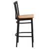 Flash Furniture HERCULES Series Black School House Back Metal Restaurant Barstool Natural Wood Seat, Model# XU-DG6R8BSCH-BAR-NATW-GG
