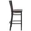 Flash Furniture HERCULES Series Black Circle Back Metal Restaurant Barstool Walnut Wood Seat, Model# XU-DG-60120-CIR-BAR-WALW-GG