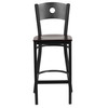 Flash Furniture HERCULES Series Black Circle Back Metal Restaurant Barstool Walnut Wood Seat, Model# XU-DG-60120-CIR-BAR-WALW-GG