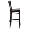 Flash Furniture HERCULES Series Black Window Back Metal Restaurant Barstool Walnut Wood Seat, Model# XU-DG6R7BWIN-BAR-WALW-GG