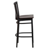 Flash Furniture HERCULES Series Black School House Back Metal Restaurant Barstool Walnut Wood Seat, Model# XU-DG6R8BSCH-BAR-WALW-GG