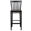 Flash Furniture HERCULES Series Black School House Back Metal Restaurant Barstool Walnut Wood Seat, Model# XU-DG6R8BSCH-BAR-WALW-GG