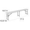 Flash Furniture Talbott 10.25''W x 71''L Bi-Fold Granite White Plastic Bench w/ Carrying Handle, Model# RB-1172FH-GG