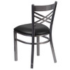 Flash Furniture HERCULES Series Clear Coated ''X'' Back Metal Restaurant Chair Black Vinyl Seat, Model# XU-6FOB-CLR-BLKV-GG