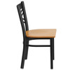 Flash Furniture HERCULES Series Black ''X'' Back Metal Restaurant Chair Natural Wood Seat, Model# XU-6FOBXBK-NATW-GG