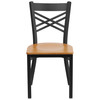 Flash Furniture HERCULES Series Black ''X'' Back Metal Restaurant Chair Natural Wood Seat, Model# XU-6FOBXBK-NATW-GG