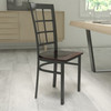 Flash Furniture HERCULES Series Black Window Back Metal Restaurant Chair Walnut Wood Seat, Model# XU-DG6Q3BWIN-WALW-GG
