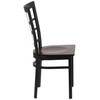 Flash Furniture HERCULES Series Black Window Back Metal Restaurant Chair Walnut Wood Seat, Model# XU-DG6Q3BWIN-WALW-GG