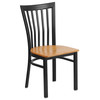 Flash Furniture HERCULES Series Black School House Back Metal Restaurant Chair Natural Wood Seat, Model# XU-DG6Q4BSCH-NATW-GG