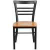 Flash Furniture HERCULES Series Black Three-Slat Ladder Back Metal Restaurant Chair Natural Wood Seat, Model# XU-DG6Q6B1LAD-NATW-GG