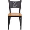 Flash Furniture HERCULES Series Black Coffee Back Metal Restaurant Chair Natural Wood Seat, Model# XU-DG-60099-COF-NATW-GG