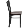 Flash Furniture HERCULES Series Black Grid Back Metal Restaurant Chair Walnut Wood Seat, Model# XU-DG-60115-GRD-WALW-GG