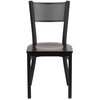 Flash Furniture HERCULES Series Black Grid Back Metal Restaurant Chair Walnut Wood Seat, Model# XU-DG-60115-GRD-WALW-GG