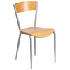 Flash Furniture Invincible Series Silver Metal Restaurant Chair Natural Wood Back & Seat, Model# XU-DG-60217-NAT-GG