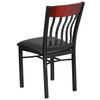 Flash Furniture Eclipse Series Vertical Back Black Metal & Mahogany Wood Restaurant Chair w/ Black Vinyl Seat, Model# XU-DG-60618-MAH-BLKV-GG