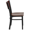 Flash Furniture HERCULES Series Black Slat Back Metal Restaurant Chair Mahogany Wood Back & Seat, Model# XU-DG-6G5B-MAH-MTL-GG