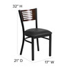 Flash Furniture HERCULES Series Black Slat Back Metal Restaurant Chair Walnut Wood Back, Black Vinyl Seat, Model# XU-DG-6G5B-WAL-BLKV-GG