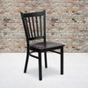 Flash Furniture HERCULES Series Black Vertical Back Metal Restaurant Chair Mahogany Wood Seat, Model# XU-DG-6Q2B-VRT-MAHW-GG