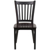 Flash Furniture HERCULES Series Black Vertical Back Metal Restaurant Chair Walnut Wood Seat, Model# XU-DG-6Q2B-VRT-WALW-GG