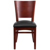 Flash Furniture Lacey Series Solid Back Mahogany Wood Restaurant Chair Black Vinyl Seat, Model# XU-DG-W0094B-MAH-BLKV-GG