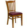 Flash Furniture HERCULES Series Vertical Slat Back Cherry Wood Restaurant Chair Burgundy Vinyl Seat, Model# XU-DGW0008VRT-CHY-BURV-GG