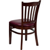 Flash Furniture HERCULES Series Vertical Slat Back Mahogany Wood Restaurant Chair Burgundy Vinyl Seat, Model# XU-DGW0008VRT-MAH-BURV-GG