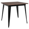 Flash Furniture Toby 31.5" Square Black Metal Indoor Table w/ Walnut Rustic Wood Top, Model# CH-51040-29M1-BK-GG