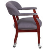 Flash Furniture Sarah Gray Fabric Luxurious Conference Chair w/ Accent Nail Trim & Casters, Model# B-Z100-GY-GG