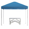 Flash Furniture Knox 10'x10' Blue Pop Up Event Canopy Tent w/ Carry Bag & Folding Bench Set Portable Tailgate, Camping, Event Set, Model# JJ-GZ10103-BL-GG