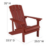 Flash Furniture 2 Pack Charlestown Commercial All-Weather Poly Resin Wood Adirondack Chairs w/ Side Table in Red, Model# JJ-C14501-2-T14001-RED-GG