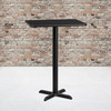 Flash Furniture Stiles 24'' x 30'' Rectangular Black Laminate Table Top w/ 22'' x 22'' Bar Height Table Base, Model# XU-BLKTB-2430-T2222B-GG