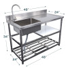 VacMaster 24" x 48" Work Table / Sink Combo with 4" Backsplash, Model# VSSCSU