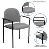 Flash Furniture Navy Fabric Comfortable Stackable Steel Side Chair with Arms Model BT-516-1-GY-GG 2