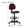 Flash Furniture Burgundy Fabric Ergonomic Drafting Stool (Adjustable Range 26''-30.5''H or 22.5''-27''H) Model BT-659-BY-GG 3
