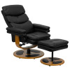 Flash Furniture Contemporary Black Leather Recliner and Ottoman with Wood Base Model BT-7828-PILLOW-GG 3