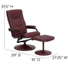 Flash Furniture Contemporary Burgundy Leather Recliner and Ottoman with Leather Wrapped Base, Model BT-7862-BURG-GG 3