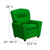 Flash Furniture Contemporary Green Vinyl Kids Recliner with Cup Holder Model BT-7950-KID-GRN-GG 3