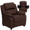 Flash Furniture Deluxe Heavily Padded Contemporary Brown Leather Kids Recliner with Storage Arms Model BT-7985-KID-BRN-LEA-GG 3